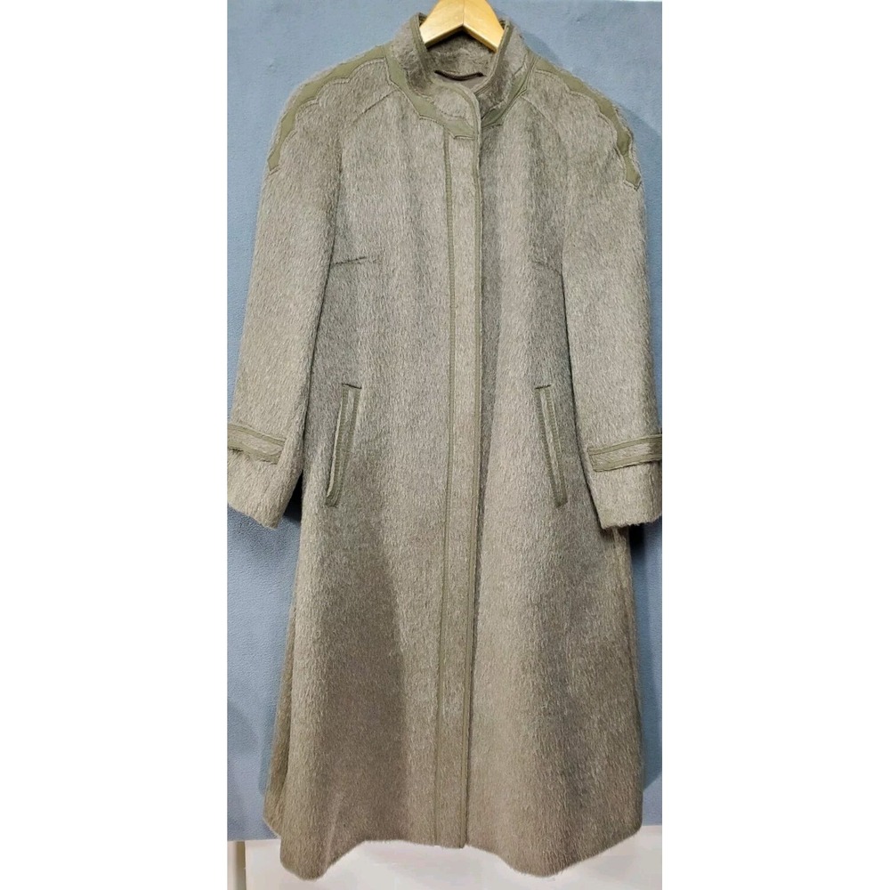 Calw Llama Alpaca Mohair Merino Overcoat Vintage Long Brown Germany 40x43